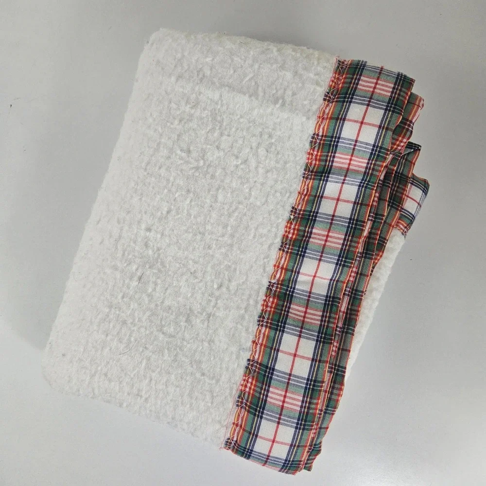 Vintage Quiltex Baby Blanket Plaid Teddy Bear Sherpa 38x24